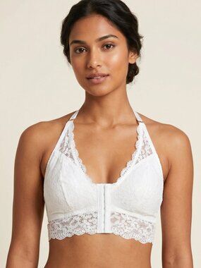 NIP | RoseSeek White Floral Lace Bralette | Front-Hook Closure | 0XL